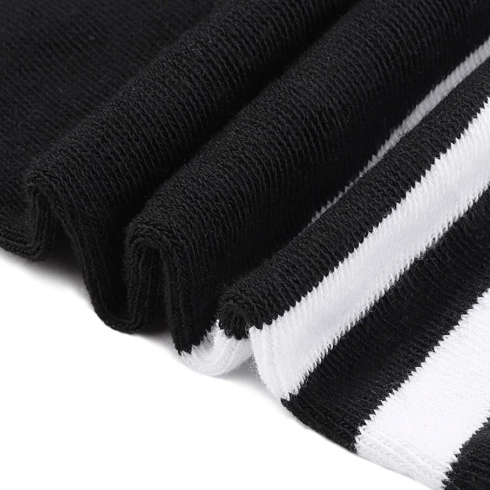 Black Thigh High Socks White Stripes Over The Knee Athletic Socks